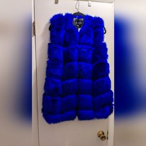 Brand New Faux fur Vest, radiant blue royalty color.